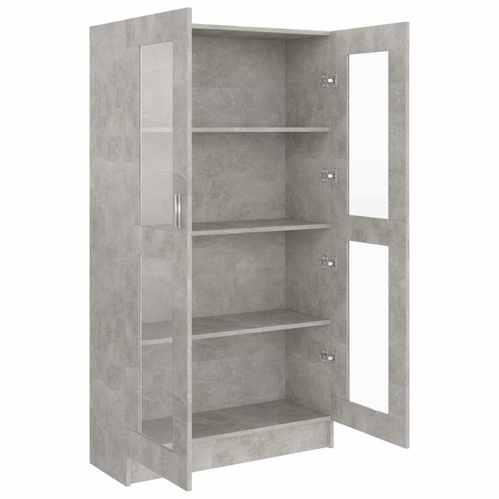 Dulap cu vitrină, gri beton, 82,5x30,5x150 cm, lemn prelucrat - WALTI WALTI
