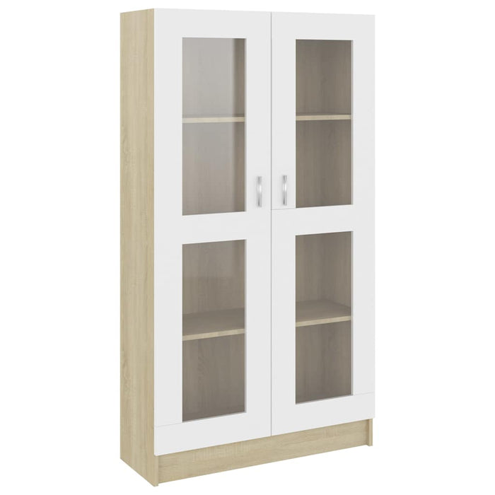Dulap cu vitrină, alb&stejar Sonoma, 82,5 x 30,5 x 150 cm, PAL WALTI