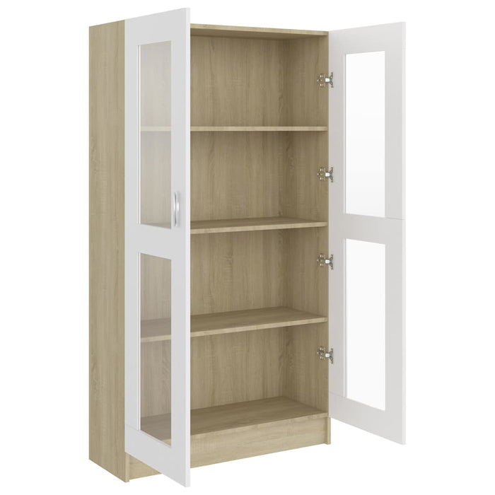 Dulap cu vitrină, alb&stejar Sonoma, 82,5 x 30,5 x 150 cm, PAL WALTI