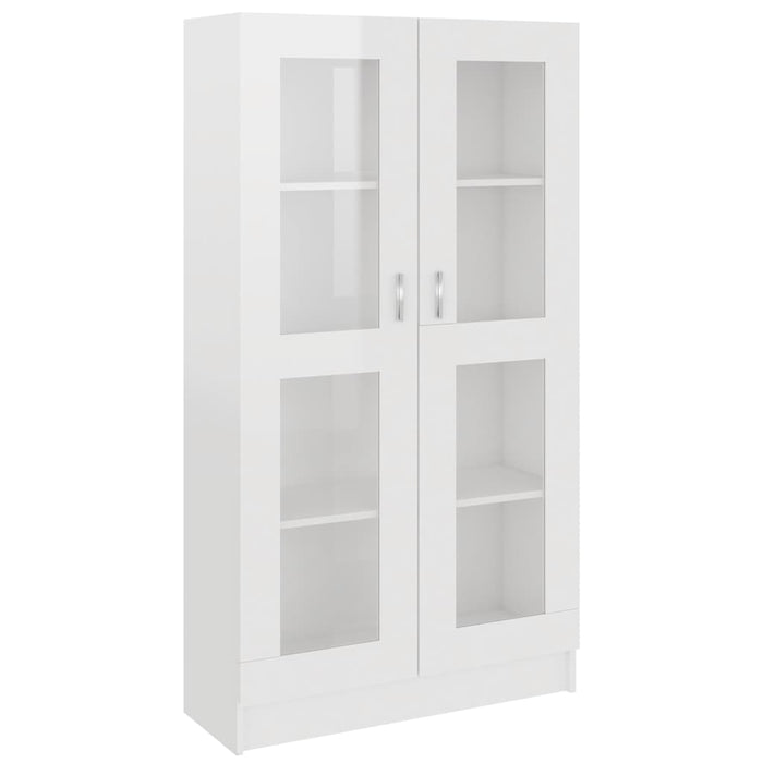 Dulap vitrină, alb extralucios 82,5x30,5x150 cm lemn prelucrat WALTI