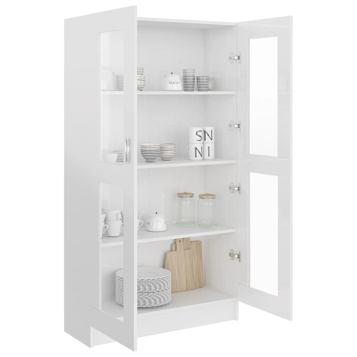 Dulap vitrină, alb extralucios 82,5x30,5x150 cm lemn prelucrat WALTI