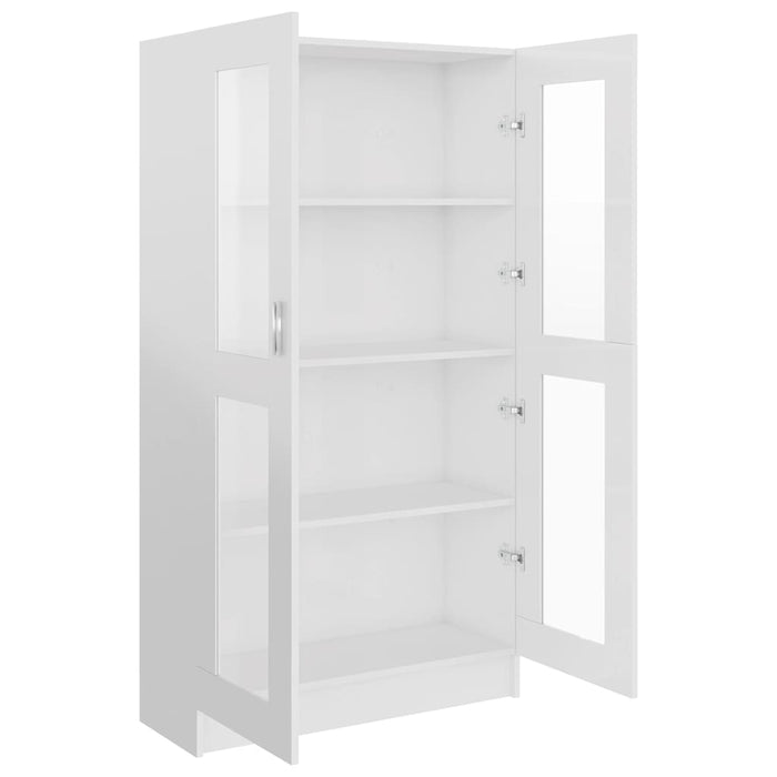 Dulap vitrină, alb extralucios 82,5x30,5x150 cm lemn prelucrat WALTI