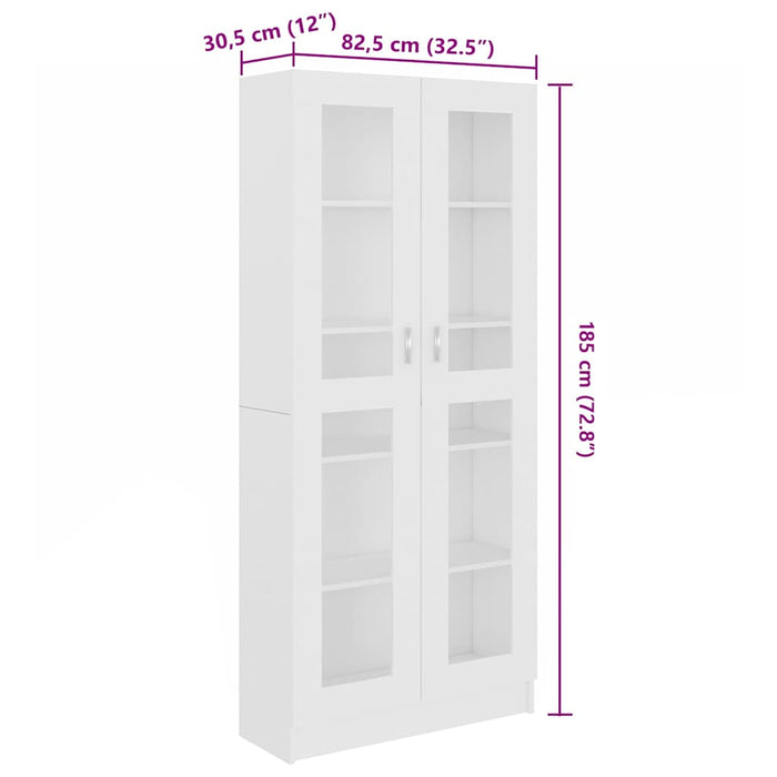 Dulap cu vitrină, alb, 82,5 x 30,5 x 185 cm, lemn prelucrat - WALTI WALTI