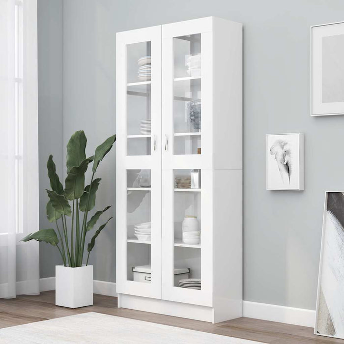 Dulap cu vitrină, alb, 82,5 x 30,5 x 185 cm, lemn prelucrat - WALTI WALTI