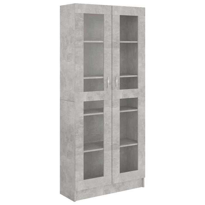 Dulap cu vitrină, gri beton, 82,5x30,5x185 cm, lemn prelucrat WALTI