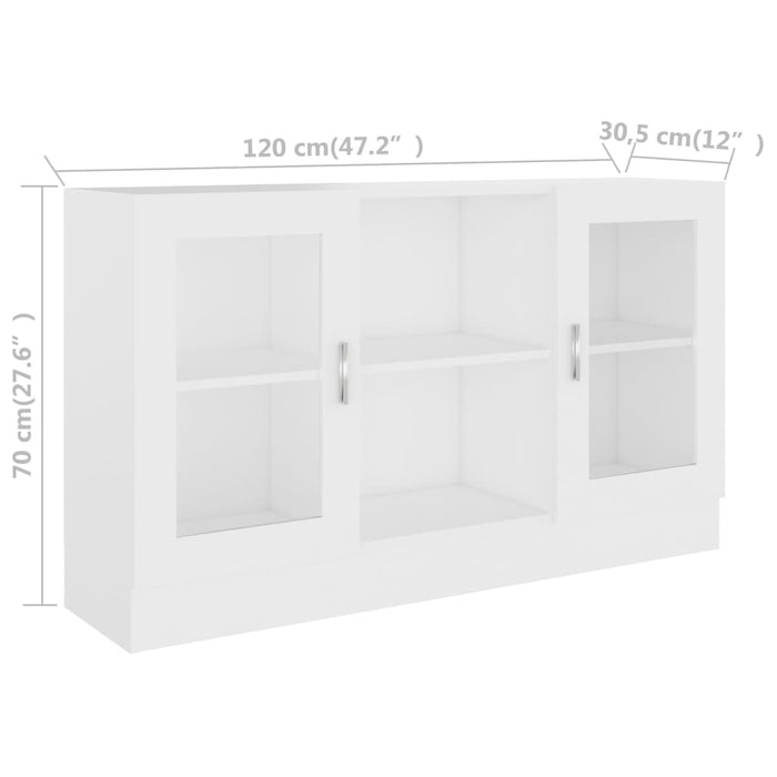 Dulap cu vitrină, alb, 120 x 30,5 x 70 cm, lemn prelucrat - WALTI WALTI