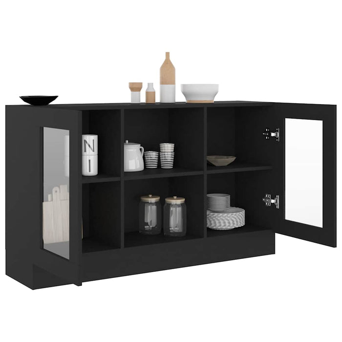 Dulap cu vitrină, negru, 120 x 30,5 x 70 cm, lemn prelucrat - WALTI WALTI