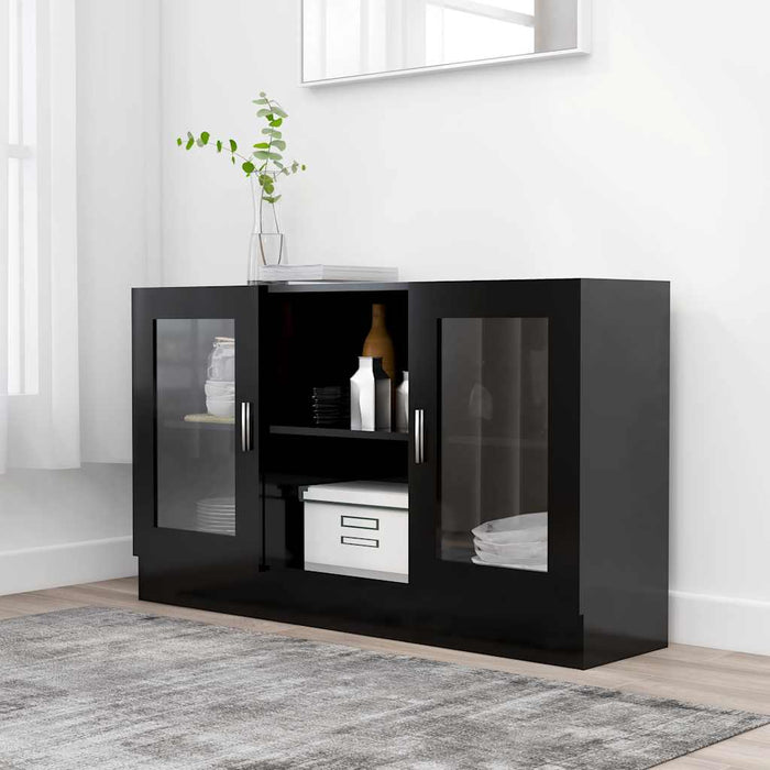 Dulap cu vitrină, negru, 120 x 30,5 x 70 cm, lemn prelucrat - WALTI WALTI
