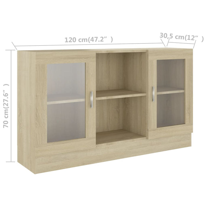 Dulap cu vitrină, stejar sonoma, 120x30,5x70 cm, lemn prelucrat - WALTI WALTI