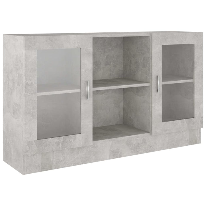 Dulap cu vitrină, gri beton, 120x30,5x70 cm, lemn prelucrat - WALTI WALTI