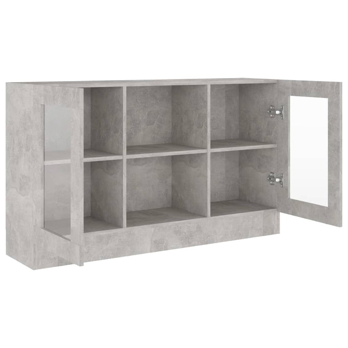 Dulap cu vitrină, gri beton, 120x30,5x70 cm, lemn prelucrat - WALTI WALTI