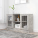 Dulap cu vitrină, gri beton, 120x30,5x70 cm, lemn prelucrat - WALTI WALTI