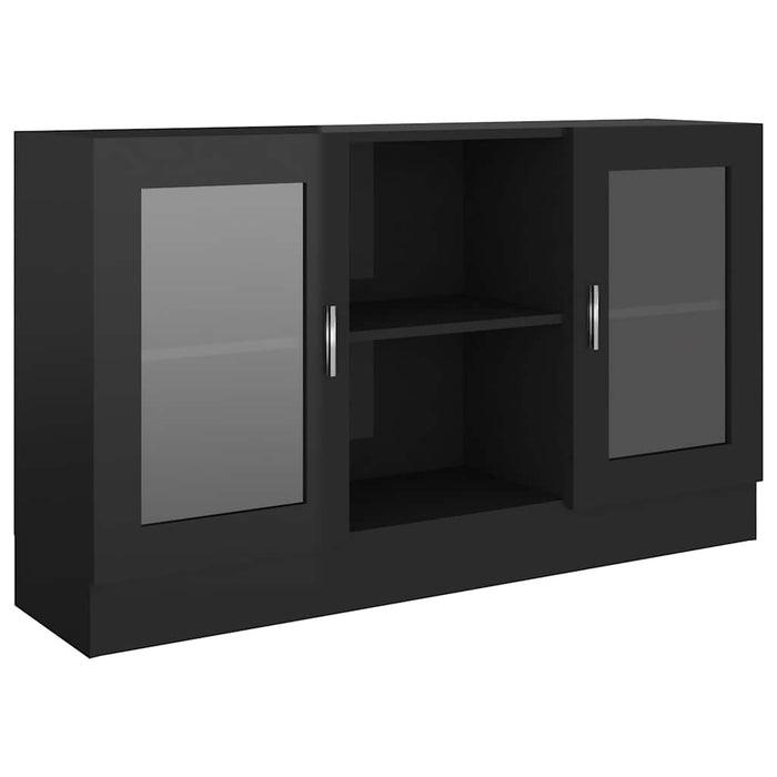 Dulap vitrină, negru extralucios, 120x30,5x70 cm lemn prelucrat WALTI