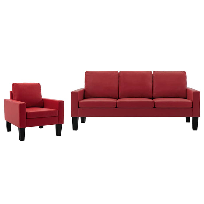 Set de canapele, 2 piese, roșu, piele ecologică WALTI