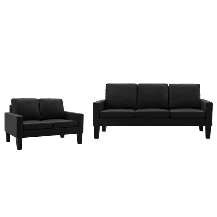 Set de canapele, 2 piese, negru, piele ecologică WALTI