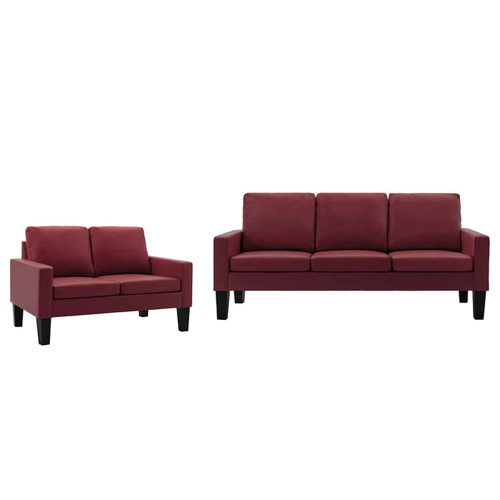 Set de canapele, 2 piese, roșu vin, piele ecologică WALTI