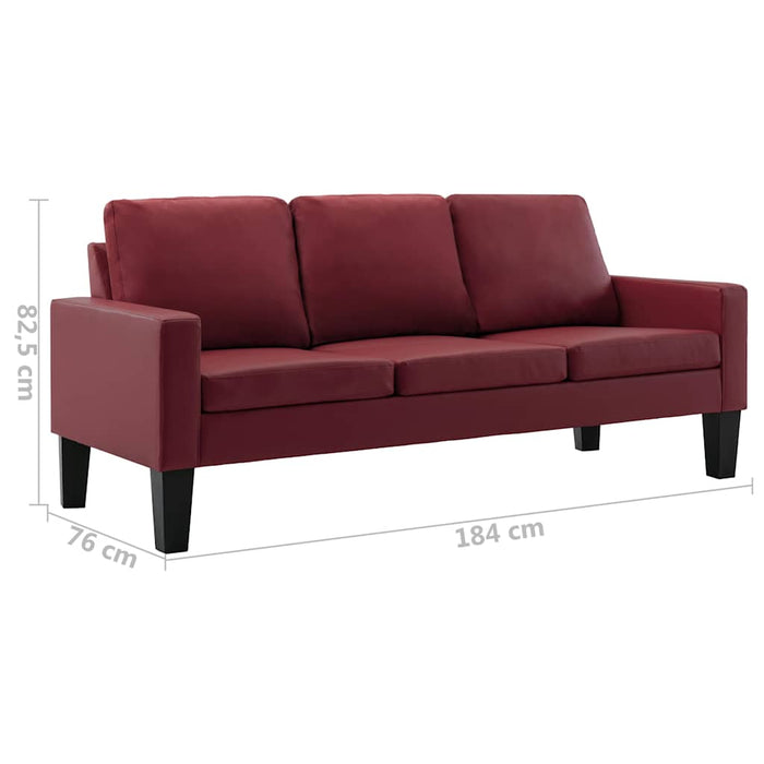 Set de canapele, 2 piese, roșu vin, piele ecologică WALTI