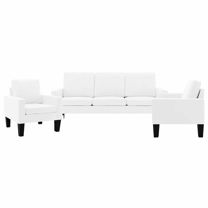 Set canapea, 3 piese, alb, piele ecologică WALTI