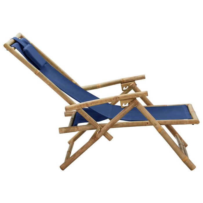 Scaun rabatabil de relaxare, bleumarin, bambus & țesătură - WALTI WALTI