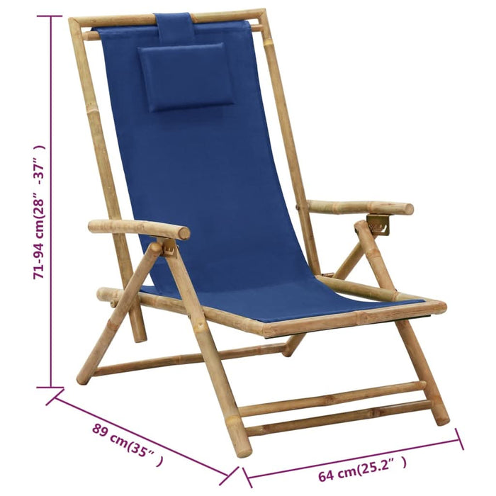 Scaun rabatabil de relaxare, bleumarin, bambus & țesătură - WALTI WALTI