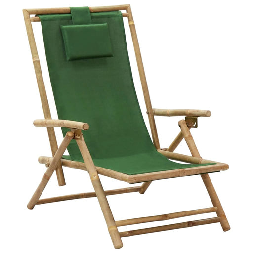 Scaun rabatabil de relaxare, verde, bambus & țesătură - WALTI WALTI