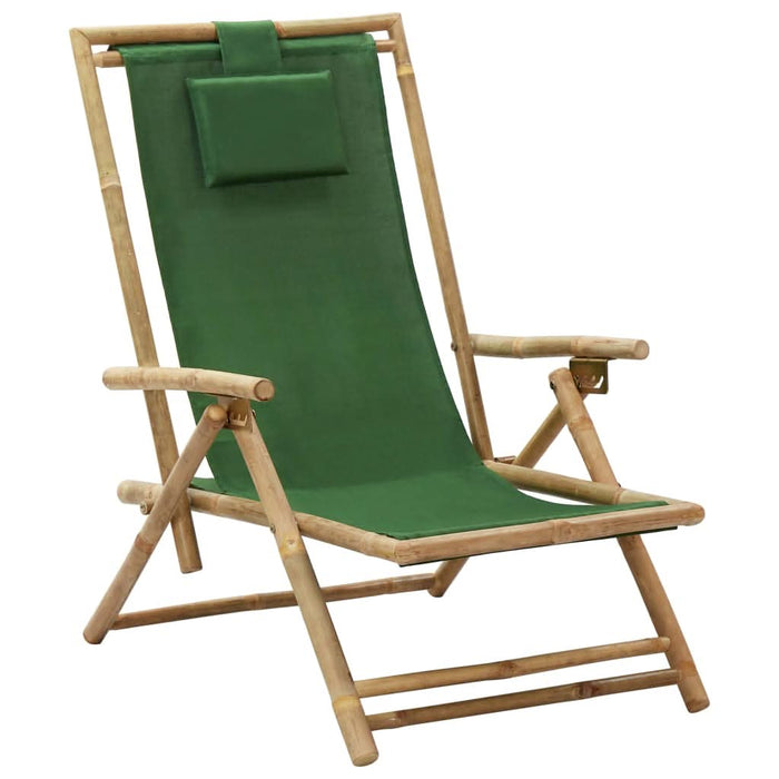 Scaun rabatabil de relaxare, verde, bambus & țesătură - WALTI WALTI