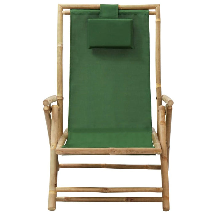 Scaun rabatabil de relaxare, verde, bambus & țesătură - WALTI WALTI