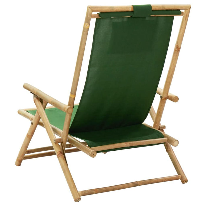 Scaun rabatabil de relaxare, verde, bambus & țesătură - WALTI WALTI