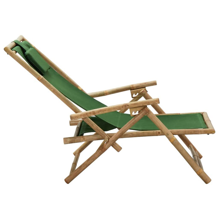 Scaun rabatabil de relaxare, verde, bambus & țesătură - WALTI WALTI