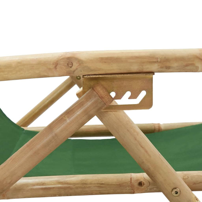 Scaun rabatabil de relaxare, verde, bambus & țesătură - WALTI WALTI