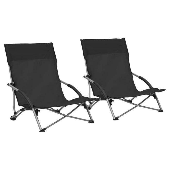 Scaune de plajă pliante, 2 buc., negru, material textil - WALTI WALTI