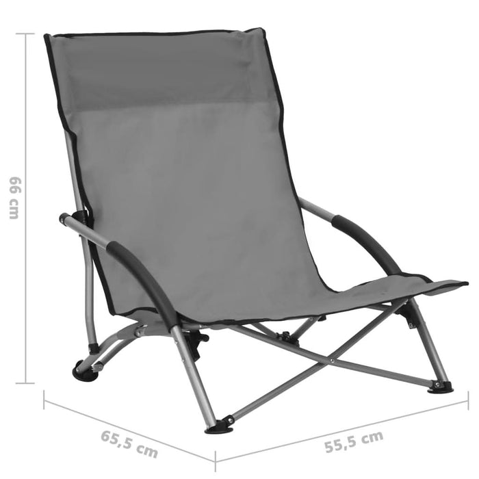Scaune de plajă pliante, 2 buc., gri, material textil - WALTI WALTI