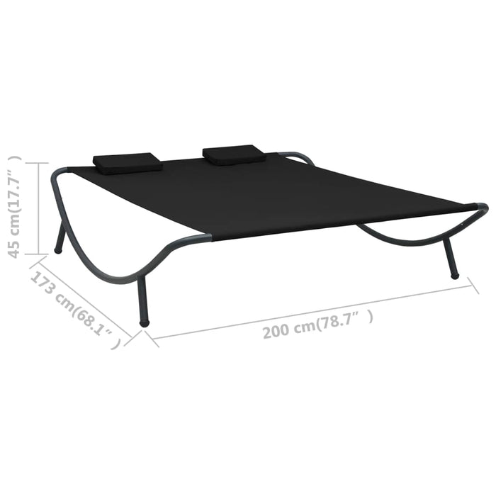 Pat șezlong de exterior, negru, material textil - WALTI WALTI