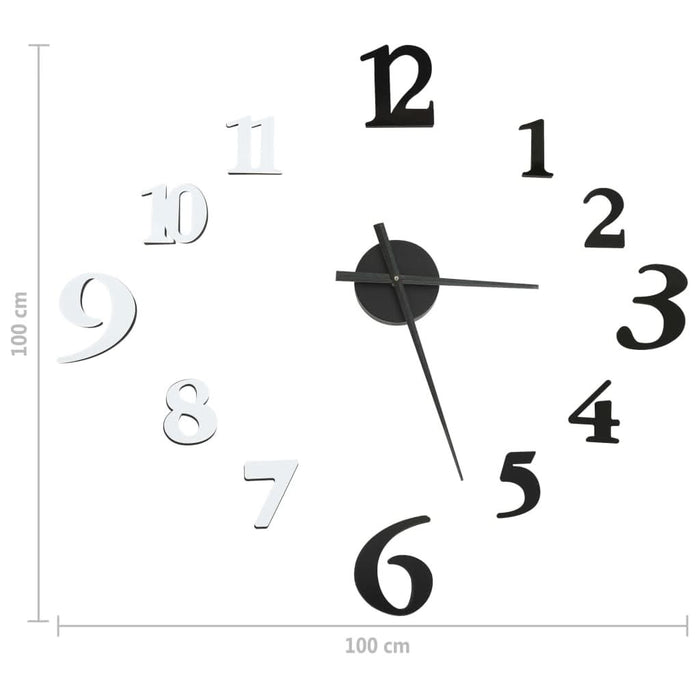 Ceas de perete 3D design modern, negru & alb, 100 cm, XXL - WALTI WALTI