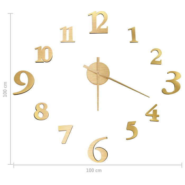 Ceas de perete 3D, auriu, 100 cm, XXL, design modern - WALTI WALTI