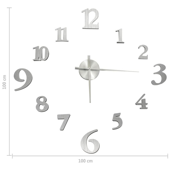 Ceas de perete 3D, argintiu, 100 cm, XXL, design modern - WALTI WALTI