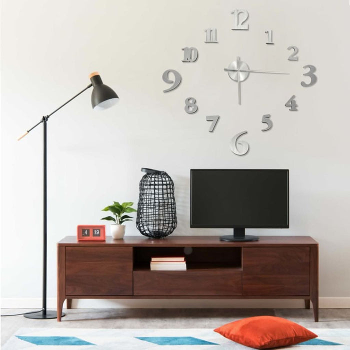Ceas de perete 3D, argintiu, 100 cm, XXL, design modern - WALTI WALTI
