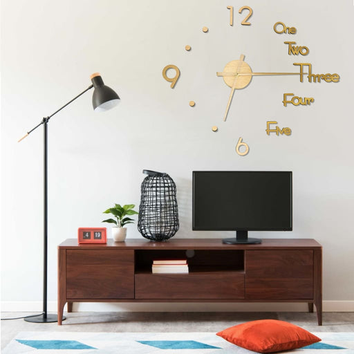 Ceas de perete 3D, auriu, 100 cm, XXL, design modern - WALTI WALTI