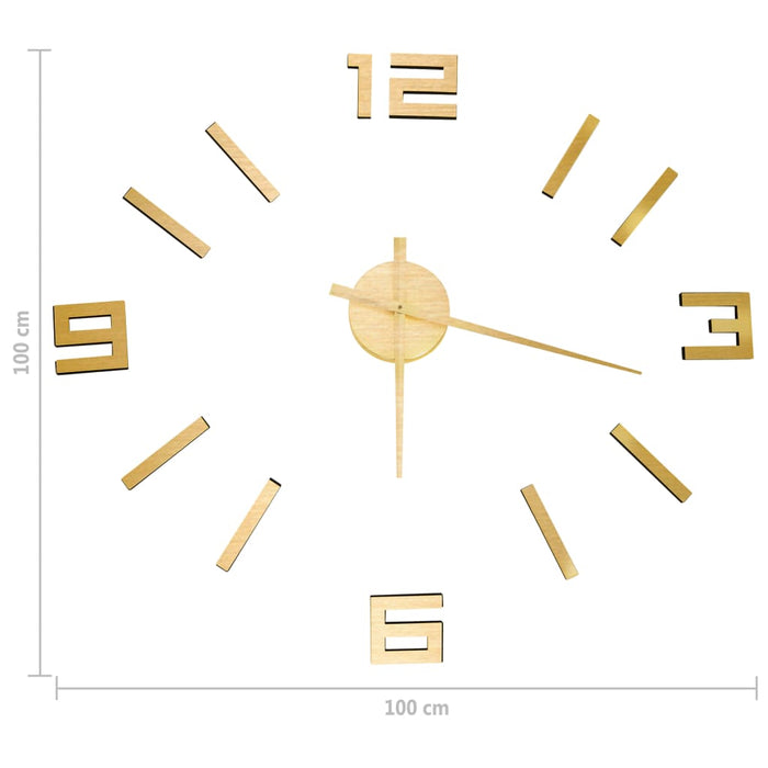 Ceas de perete 3D, auriu, 100 cm, XXL, design modern - WALTI WALTI