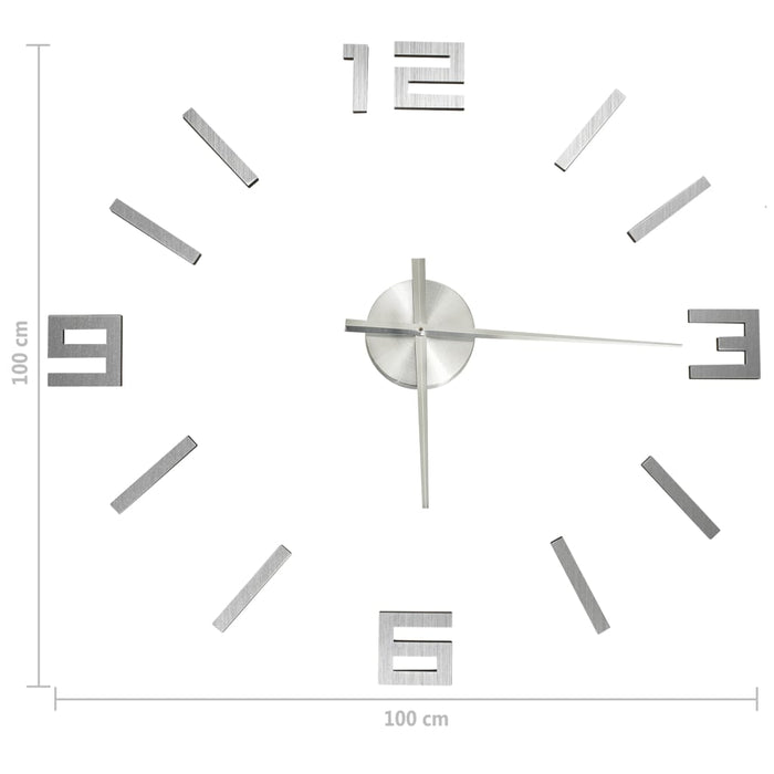 Ceas de perete 3D, argintiu, 100 cm, XXL, design modern - WALTI WALTI