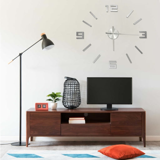 Ceas de perete 3D, argintiu, 100 cm, XXL, design modern - WALTI WALTI
