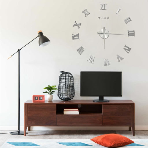 Ceas de perete 3D, argintiu, 100 cm, XXL, design modern - WALTI WALTI