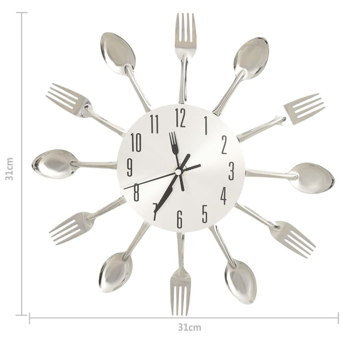 Ceas de perete model lingură/furculiță argintiu 31 cm aluminiu - WALTI WALTI