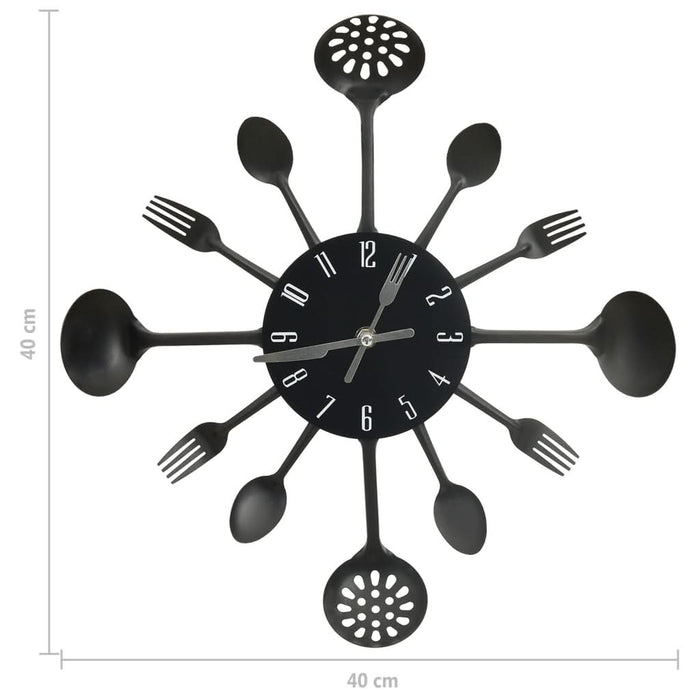 Ceas perete cu model lingură/furculiță, negru, 40 cm, aluminiu - WALTI WALTI