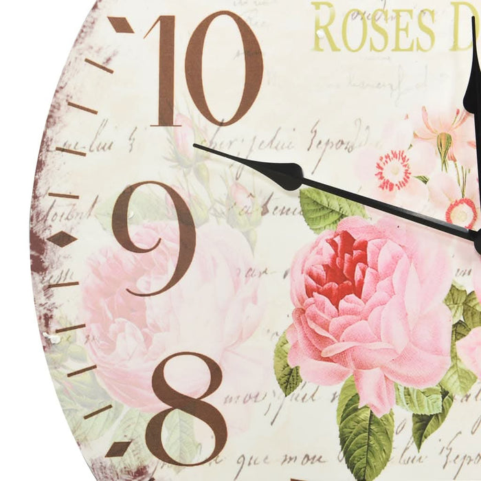 Ceas de perete vintage, 60 cm, floare - WALTI WALTI