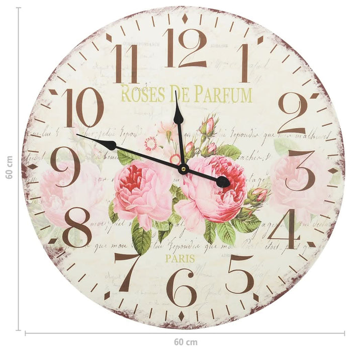 Ceas de perete vintage, 60 cm, floare - WALTI WALTI