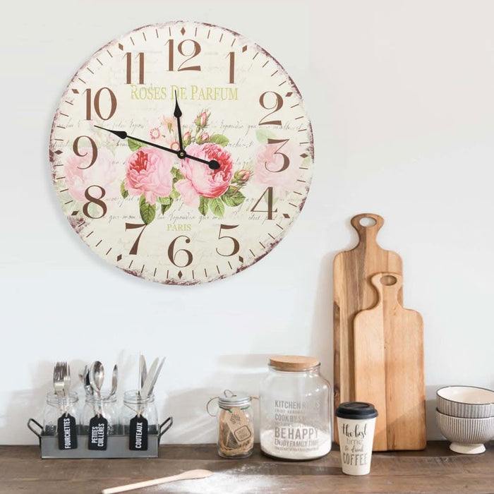 Ceas de perete vintage, 60 cm, floare - WALTI WALTI