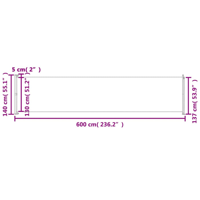 Copertină laterală retractabilă de terasă, albastru, 140x600 cm - WALTI WALTI