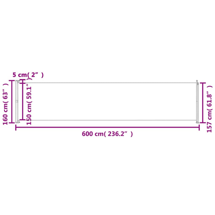 Copertină laterală retractabilă de terasă, negru, 600 x 160 cm - WALTI WALTI