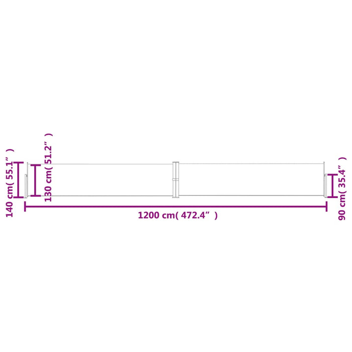 Copertină laterală retractabilă de terasă, negru, 140 x 1200 cm - WALTI WALTI